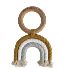 Rainbow Macrame Teether - Mustard + Grey