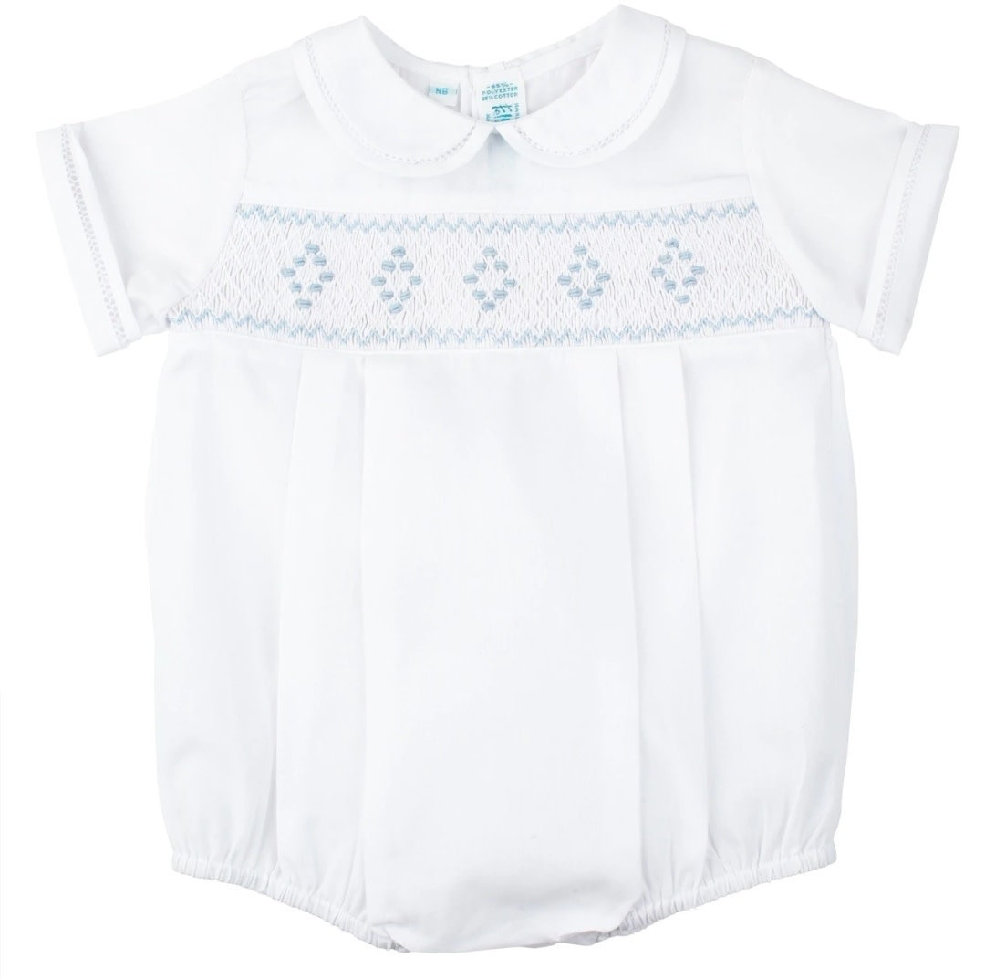 Feltman Brothers White Diamond Smocked Creeper