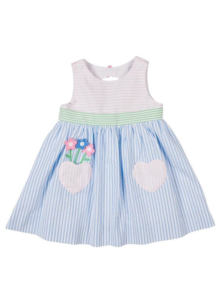 Florence Eiseman Flowers/Heart Pocket Seersucker Dress