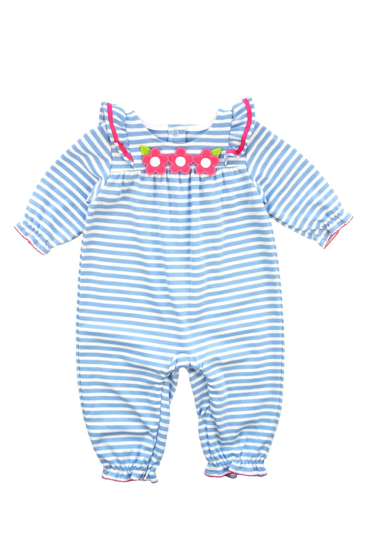 Florence Eiseman Ruffle Sleeve Blue Stripe Longall