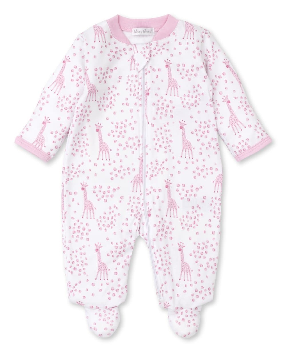 Kissy Kissy Pink Speckled Giraffes Zip Footie Kissy Kissy Pink Speckled Giraffes Zip Footie