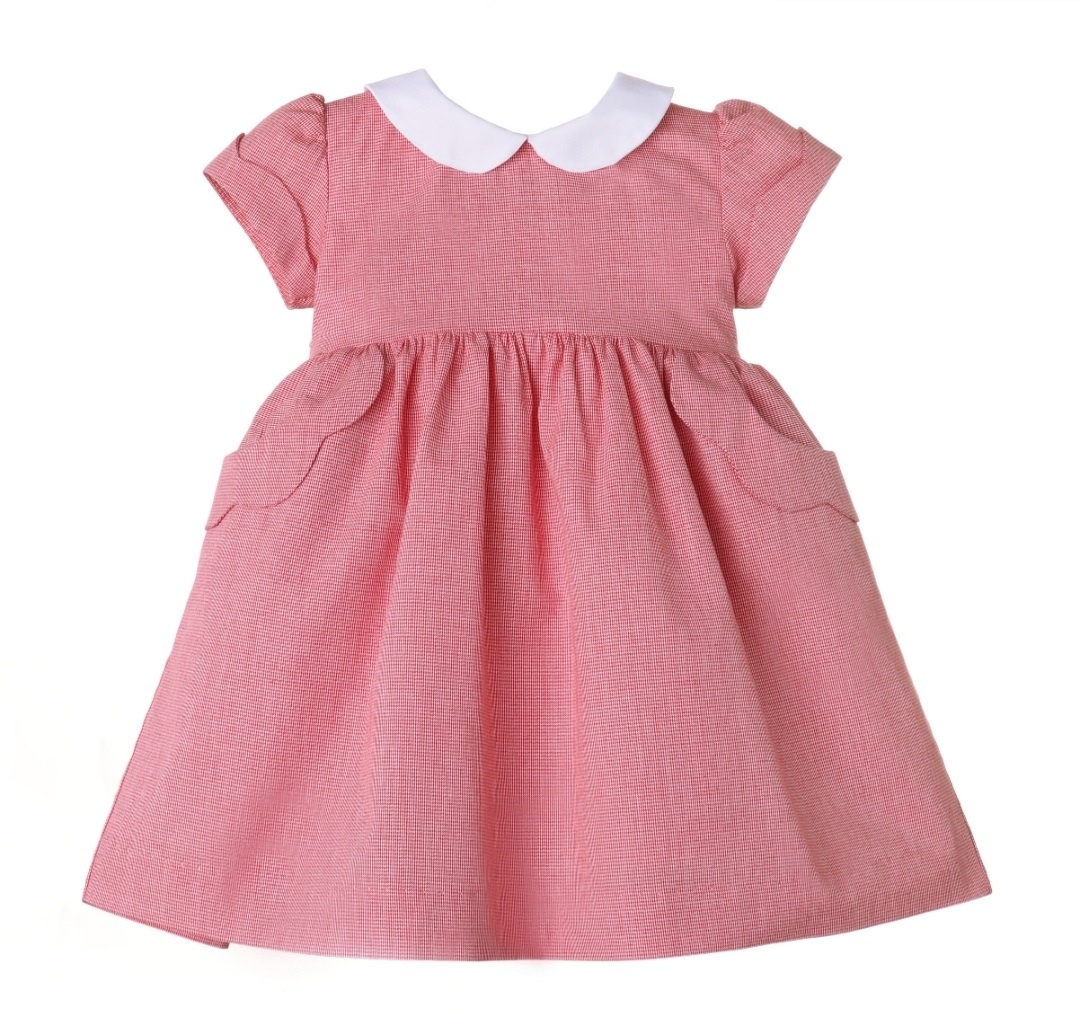 Sophie and Lucas Red Checks Scallop Dress