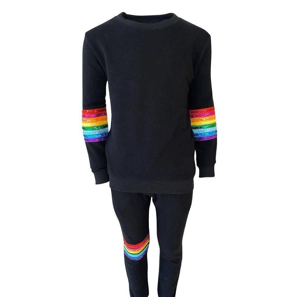 Lola & the Boys Rainbow Sequin Black Set