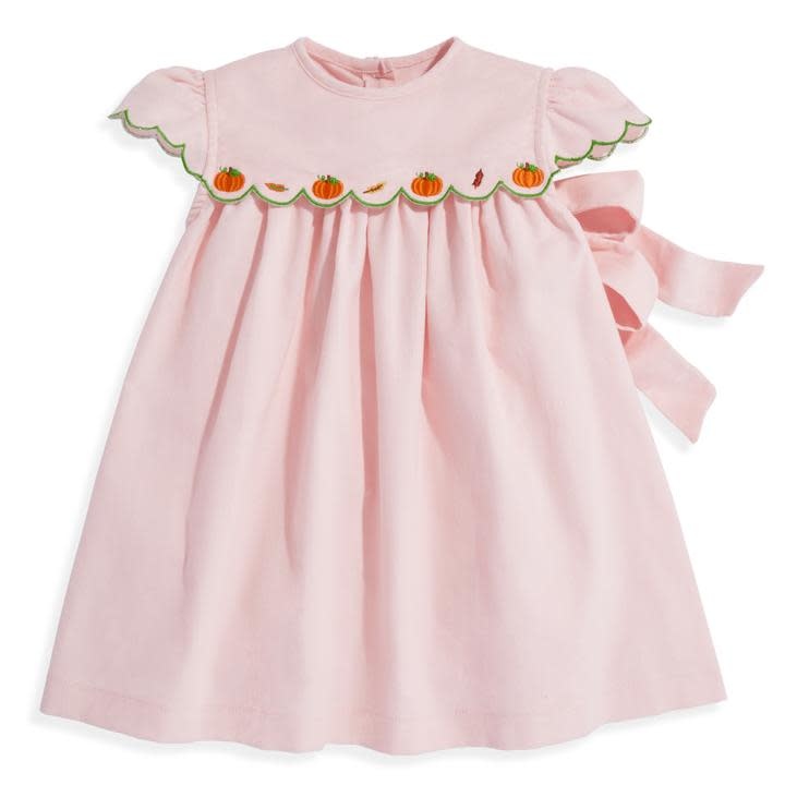 bella bliss Pumpkin Applique Blush Cord Dress