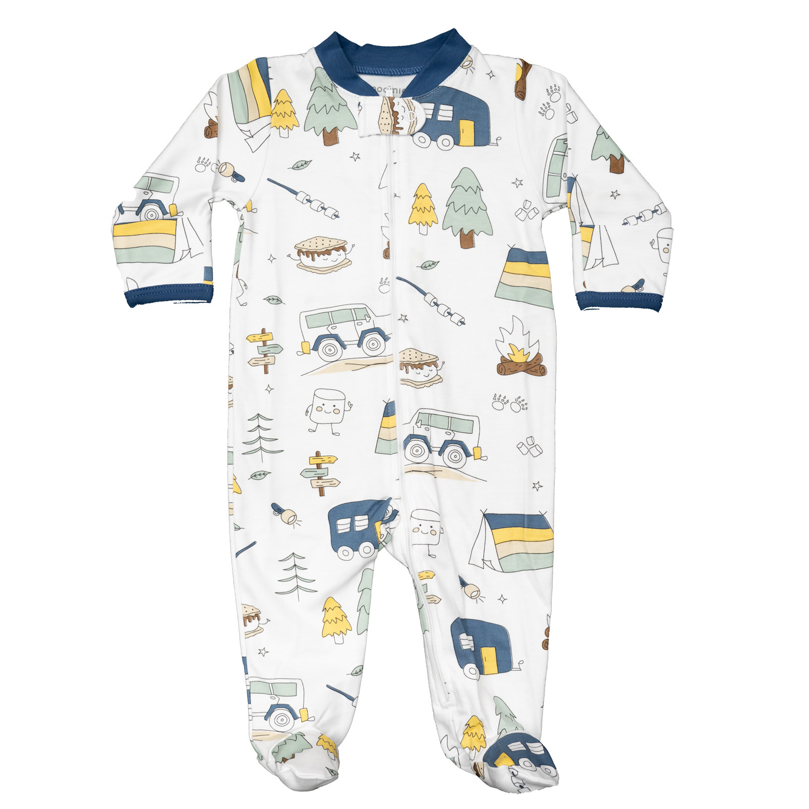 Noomie Blue Camping Zip Footie Noomie Blue Camping Zip Footie