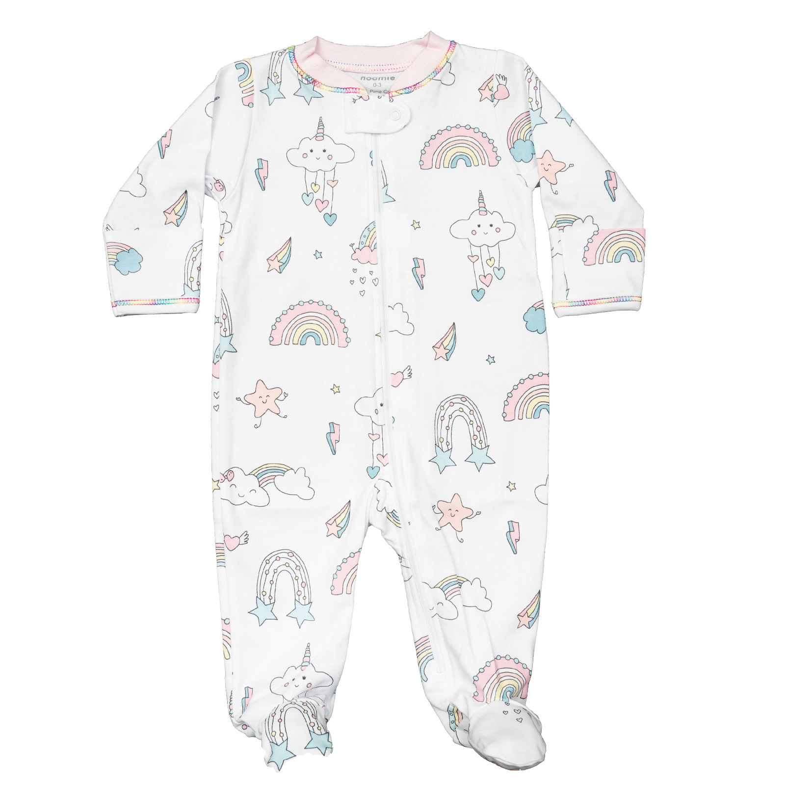 Noomie Rainbow World Zip Footie