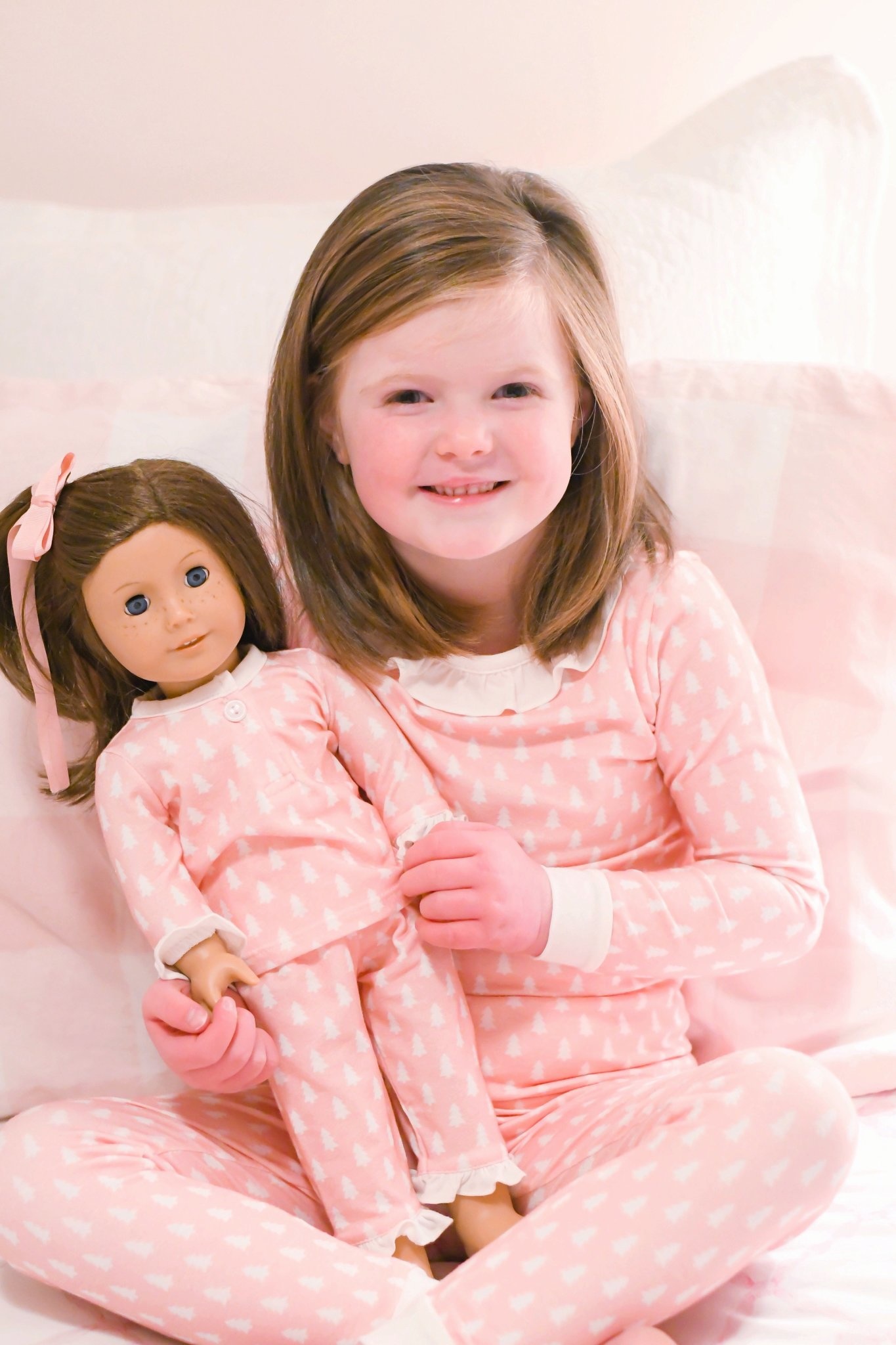 James and Lottie Pink Christmas Tree Doll PJs James and Lottie Pink Christmas Tree Doll PJs