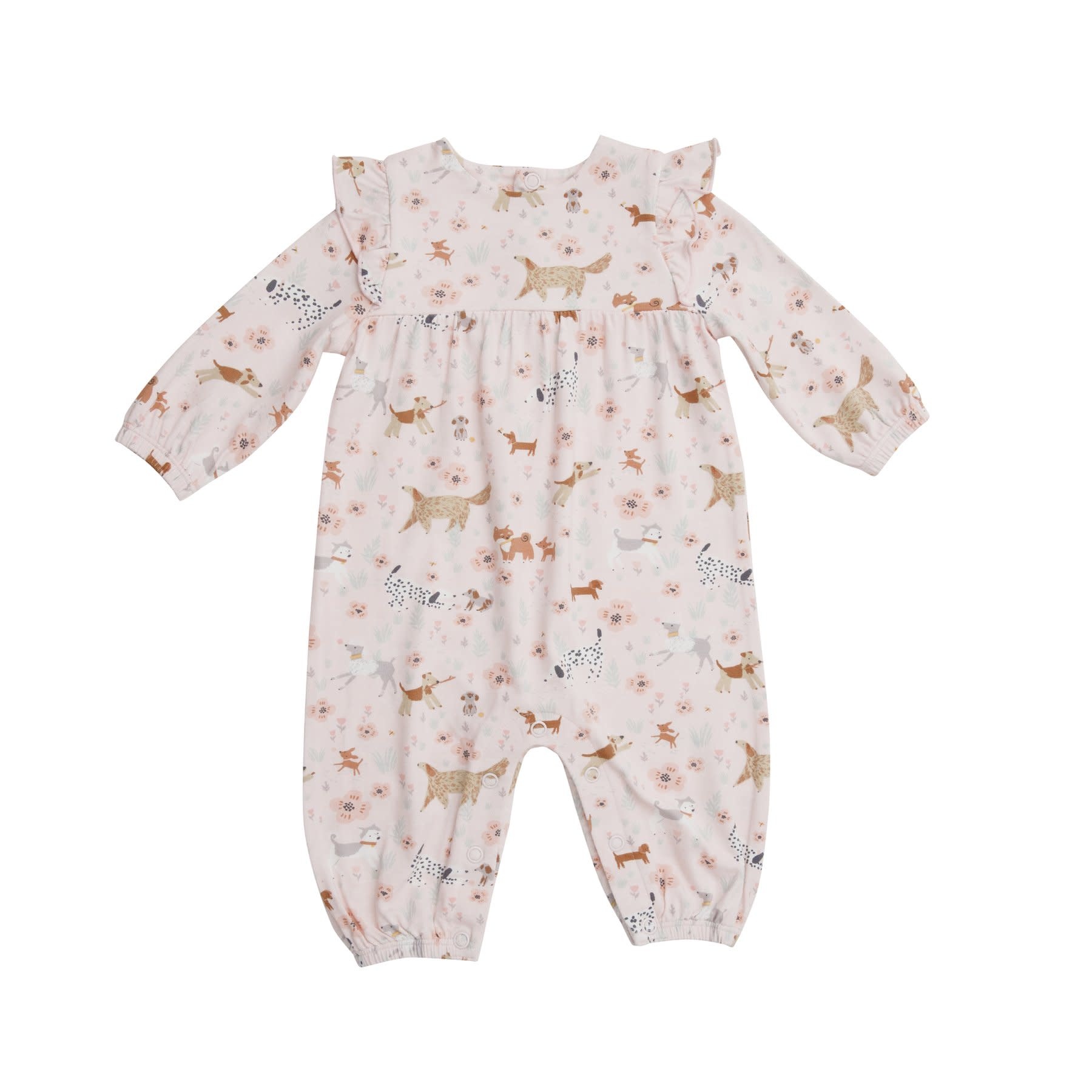 Angel Dear Floral Pups Ruffle Sleeve Romper Angel Dear Floral Pups Ruffle Sleeve Romper