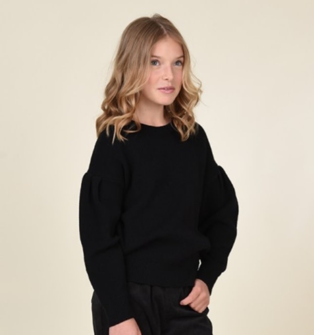 Mini Molly Black Pleat Sleeve Sweater