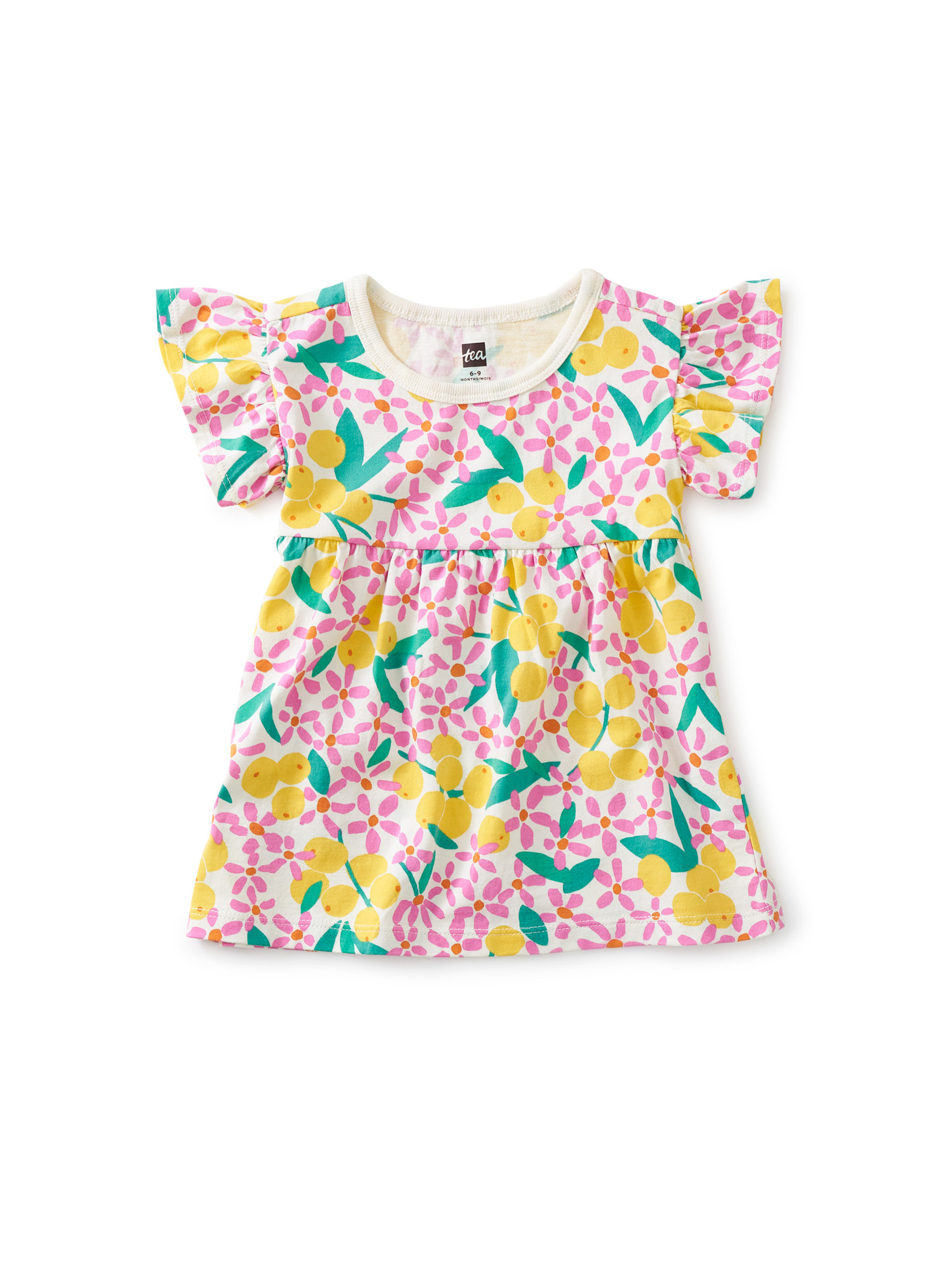 Tea Collection Vanilla Floral Ruffle Sleeve Dress