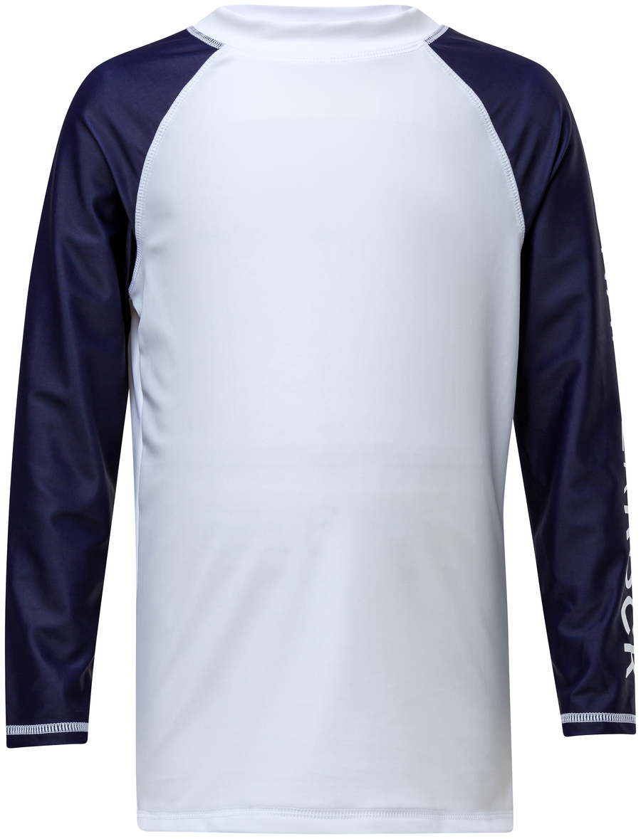 Snapper Rock White/Navy LS Rash Top