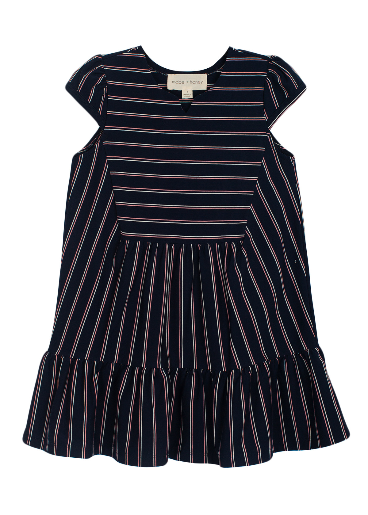 Mabel and Honey Striped Navy Dress