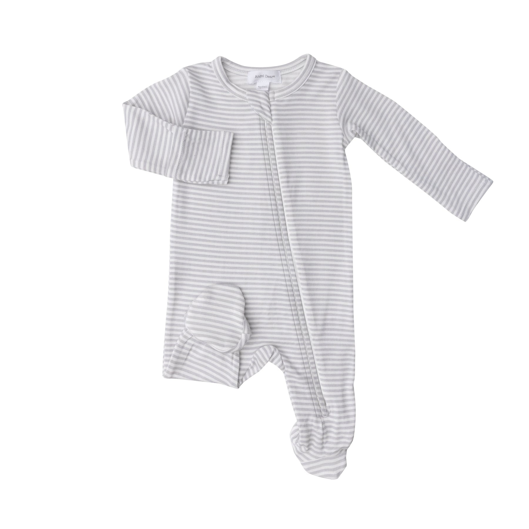 Angel Dear Grey Stripe Zipper Footie Angel Dear Grey Stripe Zipper Footie