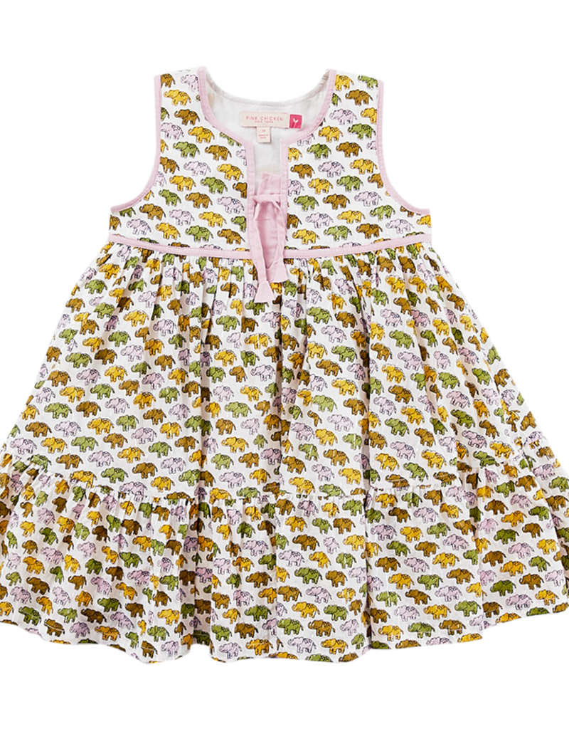 Chai Elephants Jade Dress - Polliwogs 