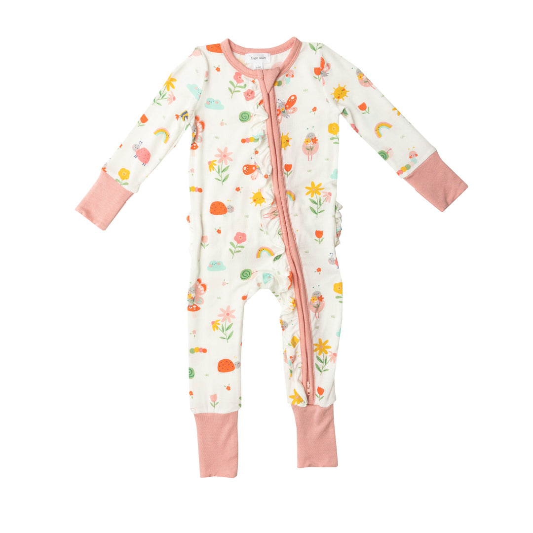 Angel Dear Pink Garden Creatures Zip Romper