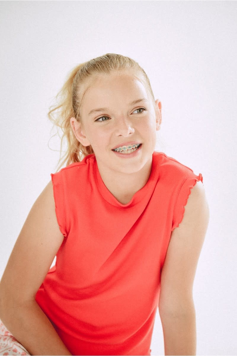 Mini Molly Orange Red Sleeveless Tee