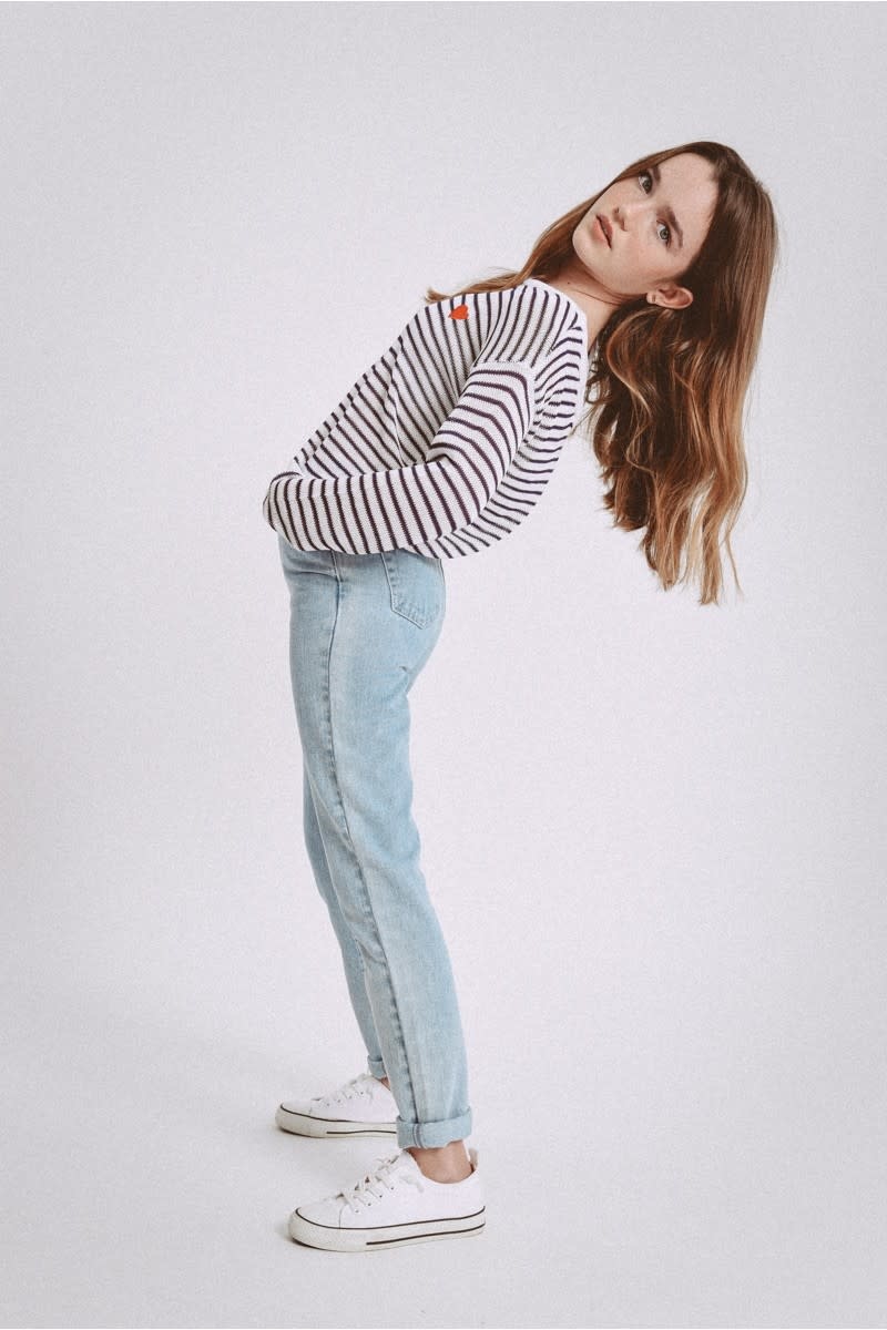 Mini Molly Striped Lace Up Back Sweater