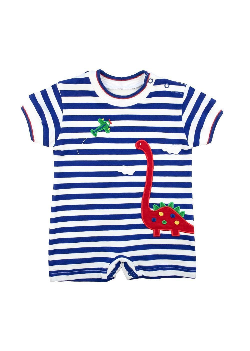 Florence Eiseman Dinosaur Stripe Knit Shortall