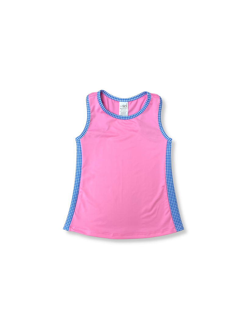 Set Athleisure Pink/Royal Gingham Riley Tank Set Athleisure Pink/Royal Gingham Riley Tank