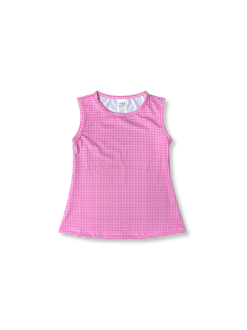 Set Athleisure Hot Pink Gingham Tori Tank Set Athleisure Hot Pink Gingham Tori Tank