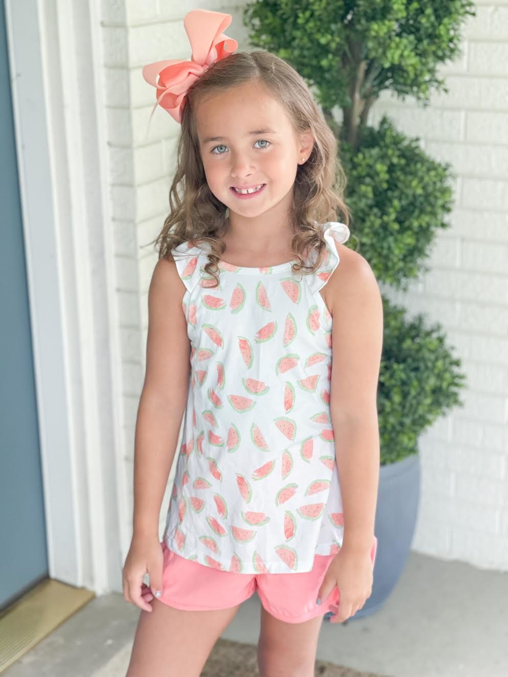 James and Lottie Watermelon Knit Sloane Short Set
