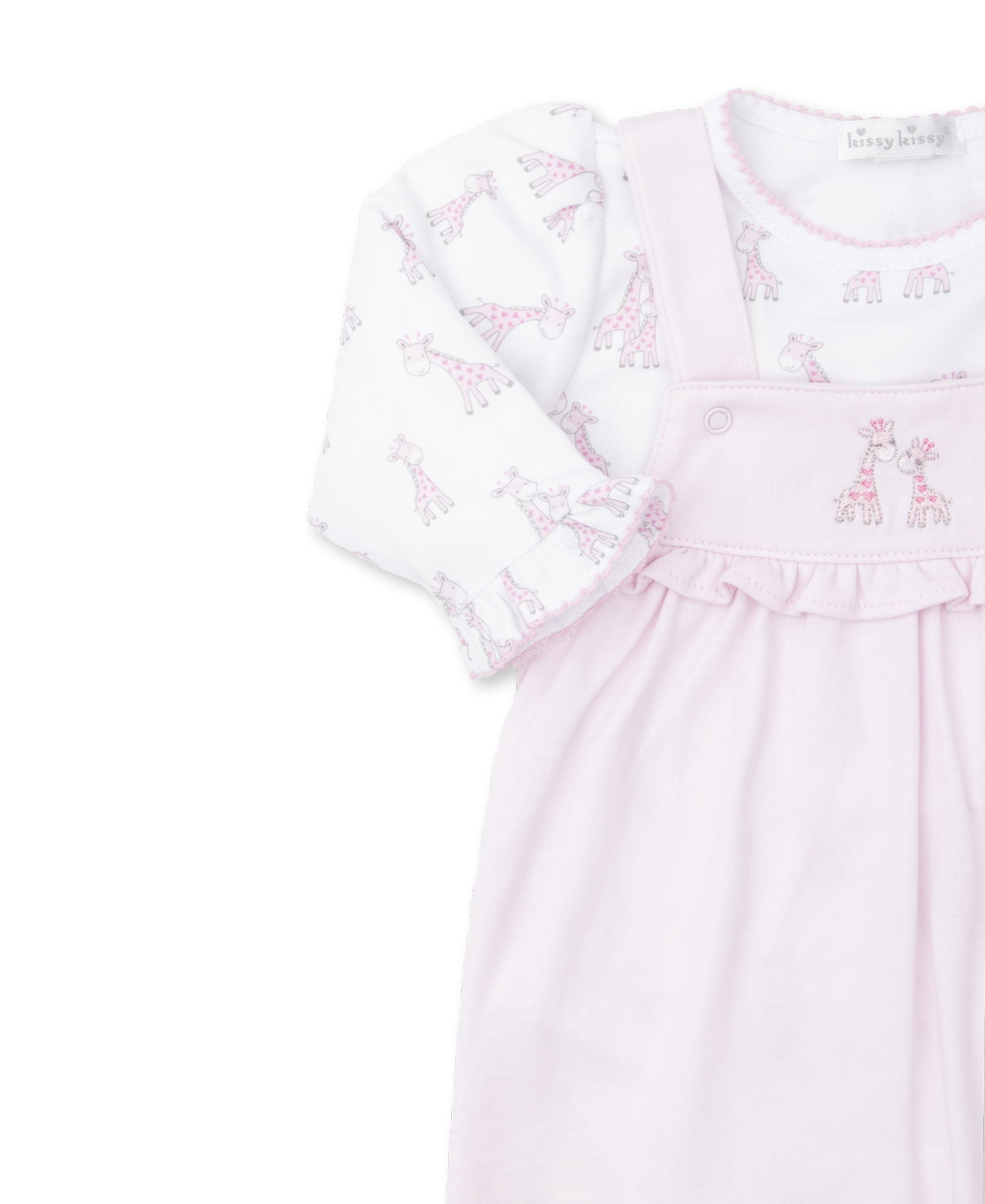 Kissy Kissy Pink Giraffe Grins Overall Set
