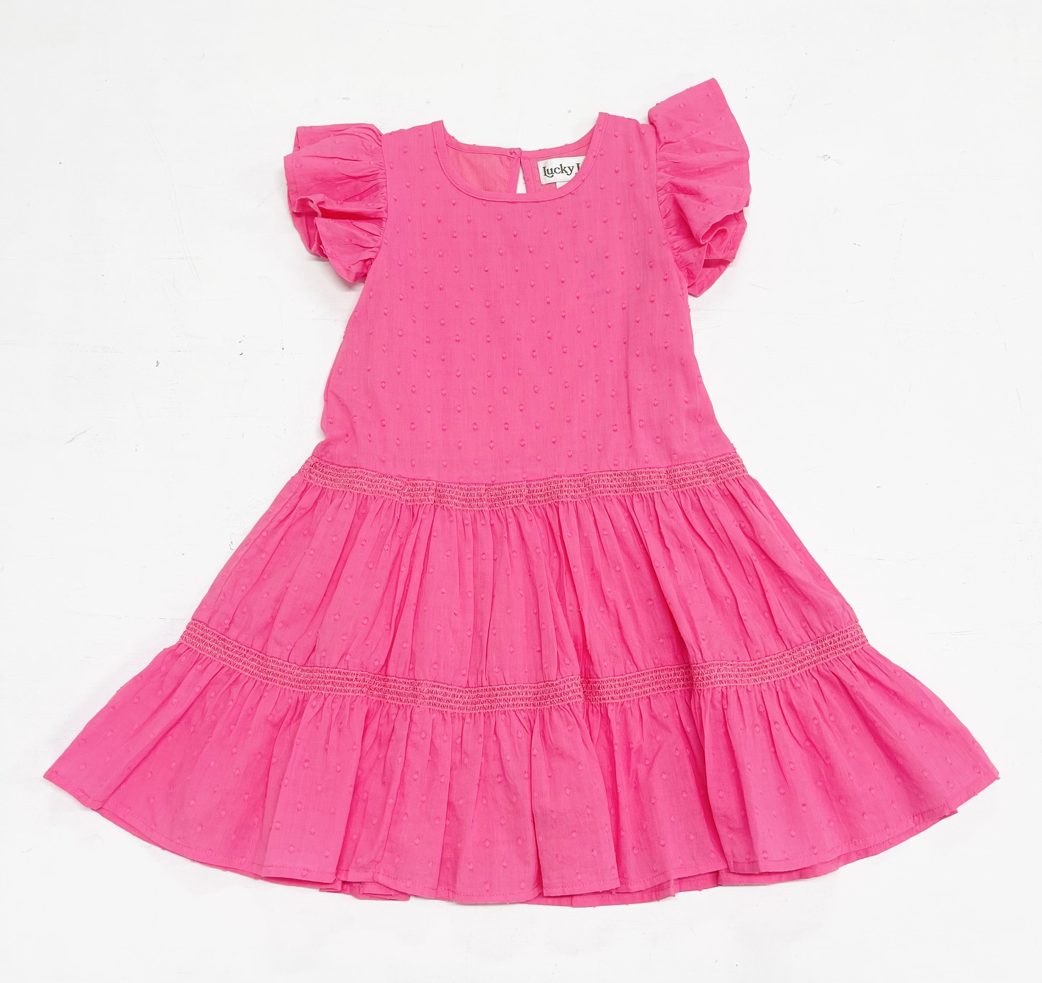 Lucky Jade Pink Swiss Dot Twirl Dress