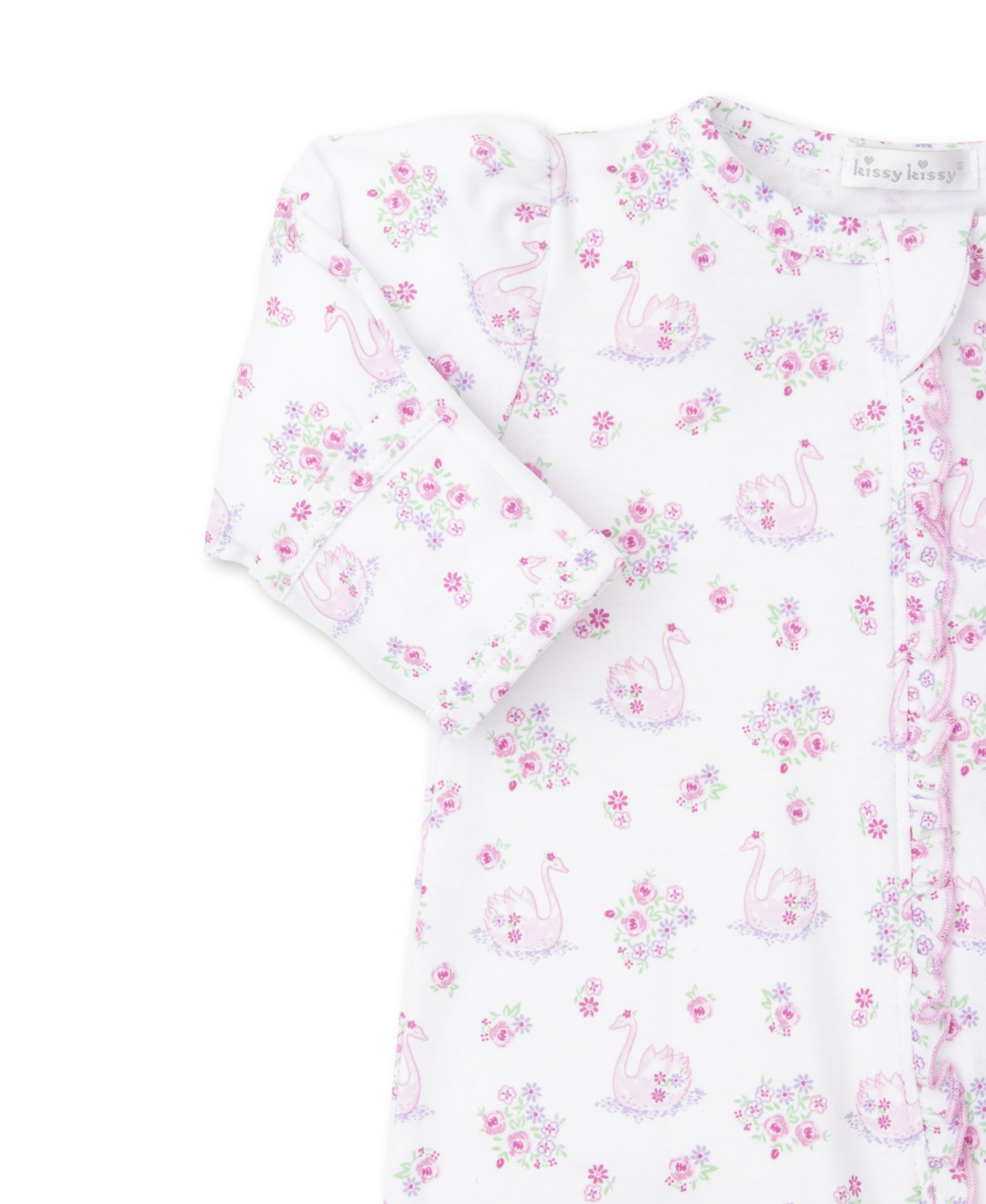 Kissy Kissy Swan Blossoms Ruffle Zip Footie