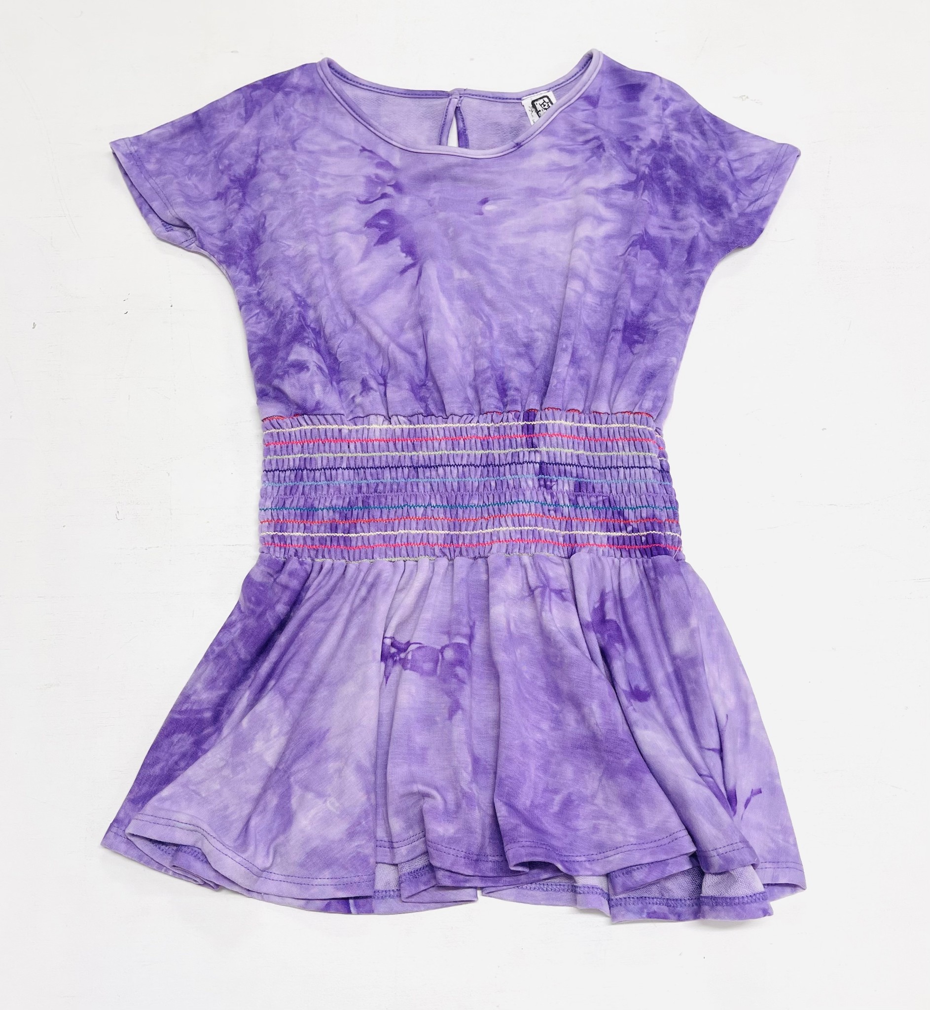 Erge Designs Purple Tie Dye Shirred Dress