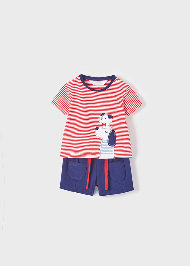 Mayoral Red Stripe Puppy Short Set Mayoral Red Stripe Puppy Short Set