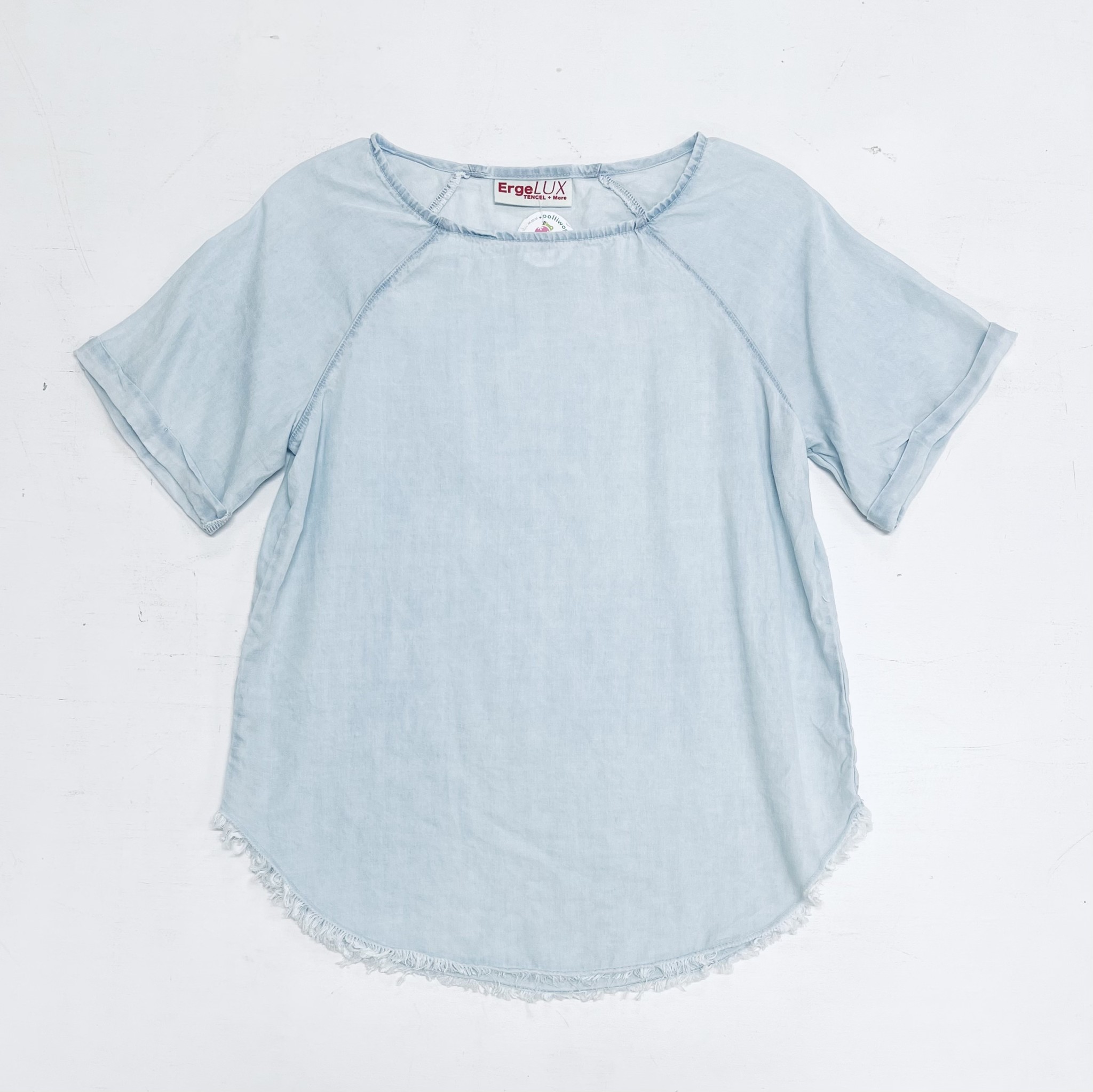 Erge Designs Chambray Distressed Top