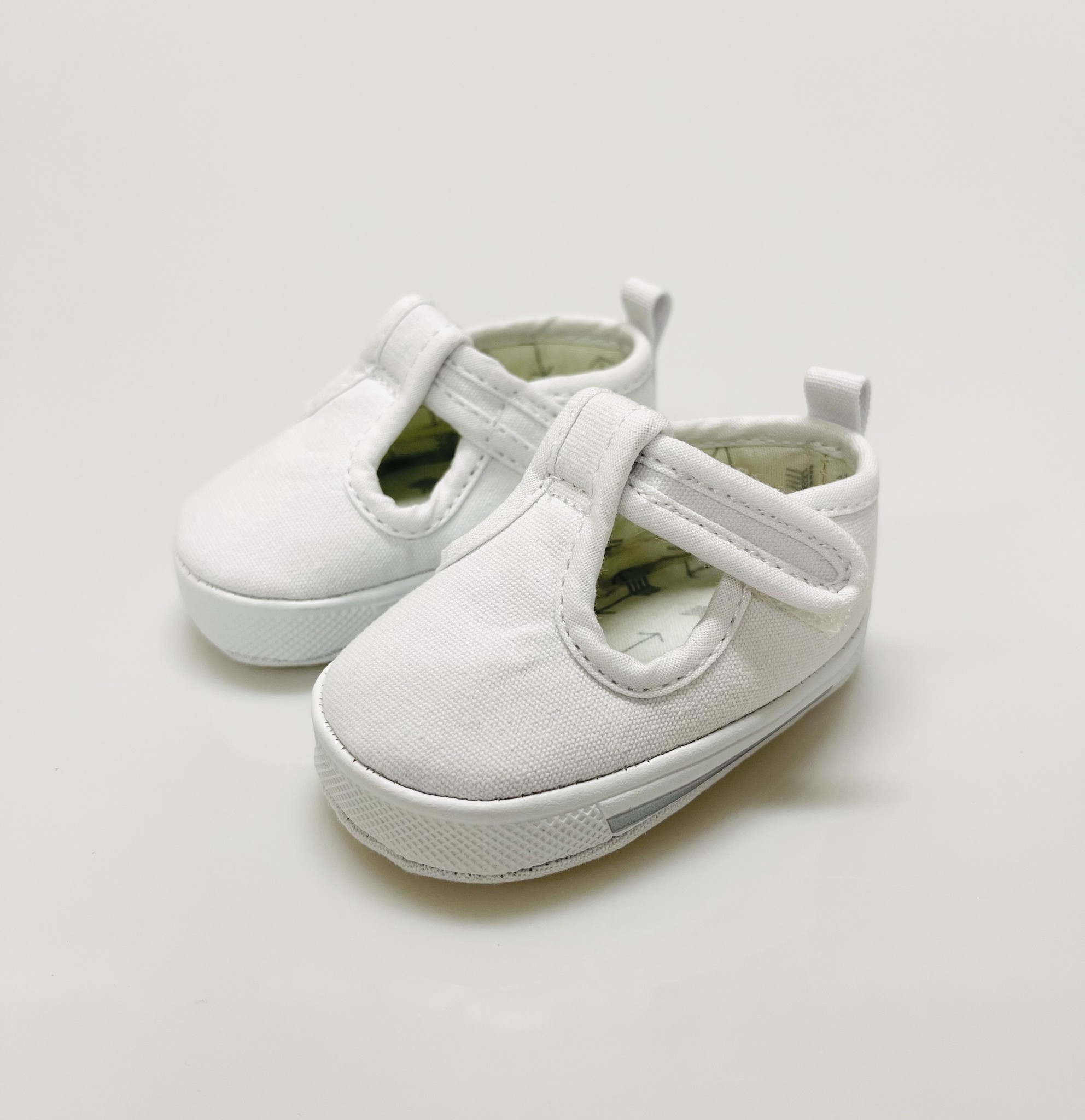 Baby Deer White Canvas T-Straps
