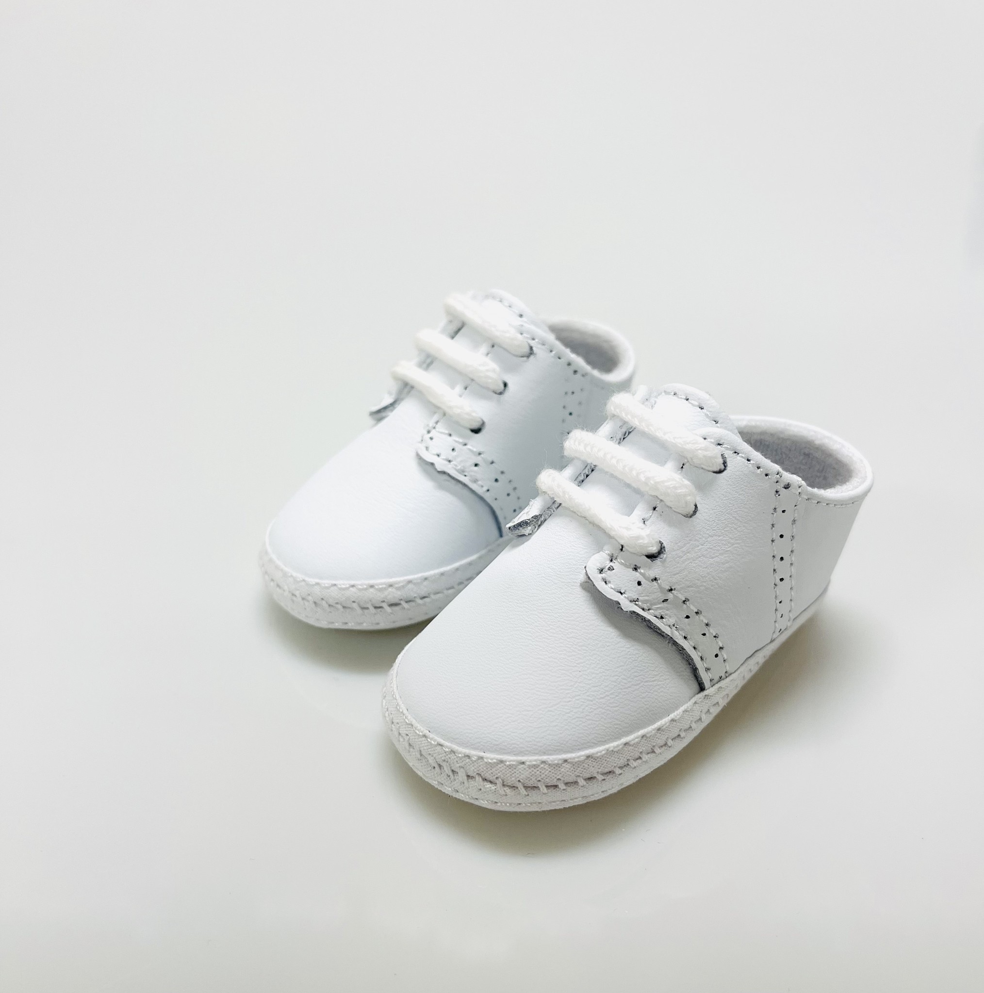 Baby Deer White Leather Saddle Oxford