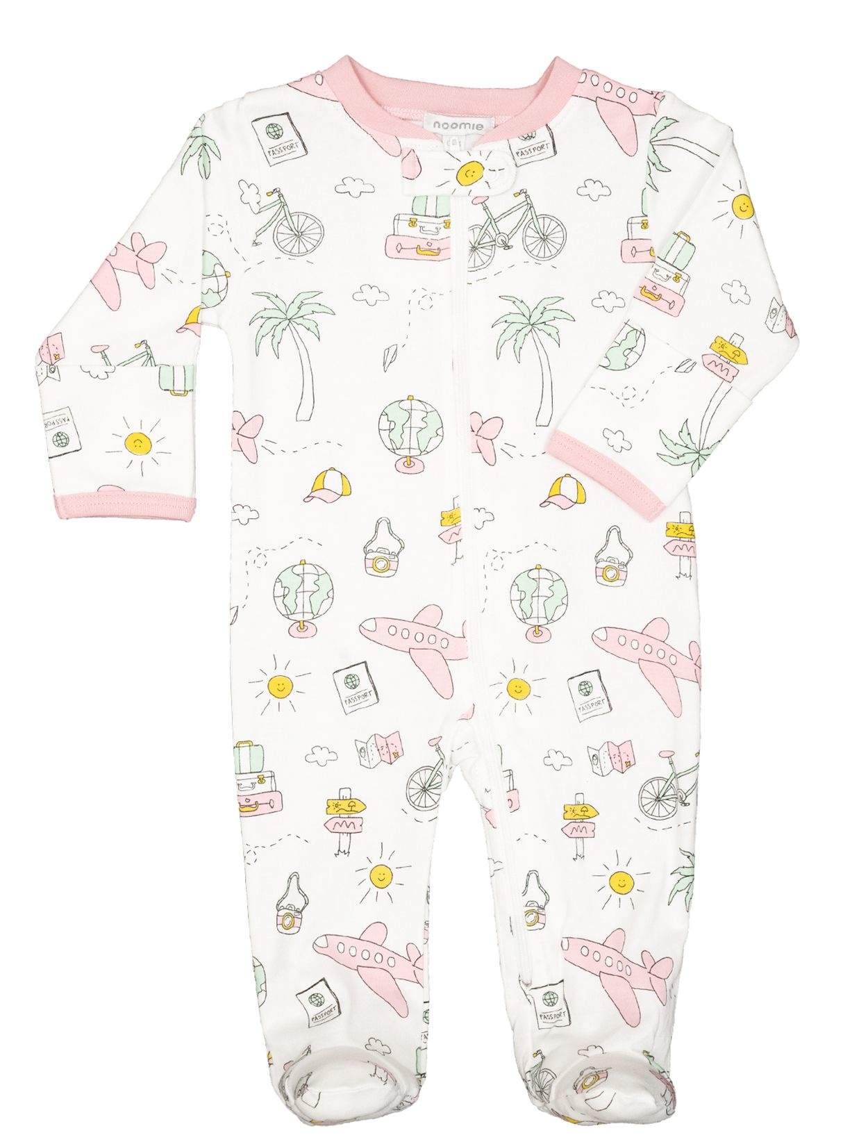 Noomie Pink Travel Zipper Footie Noomie Pink Travel Zipper Footie