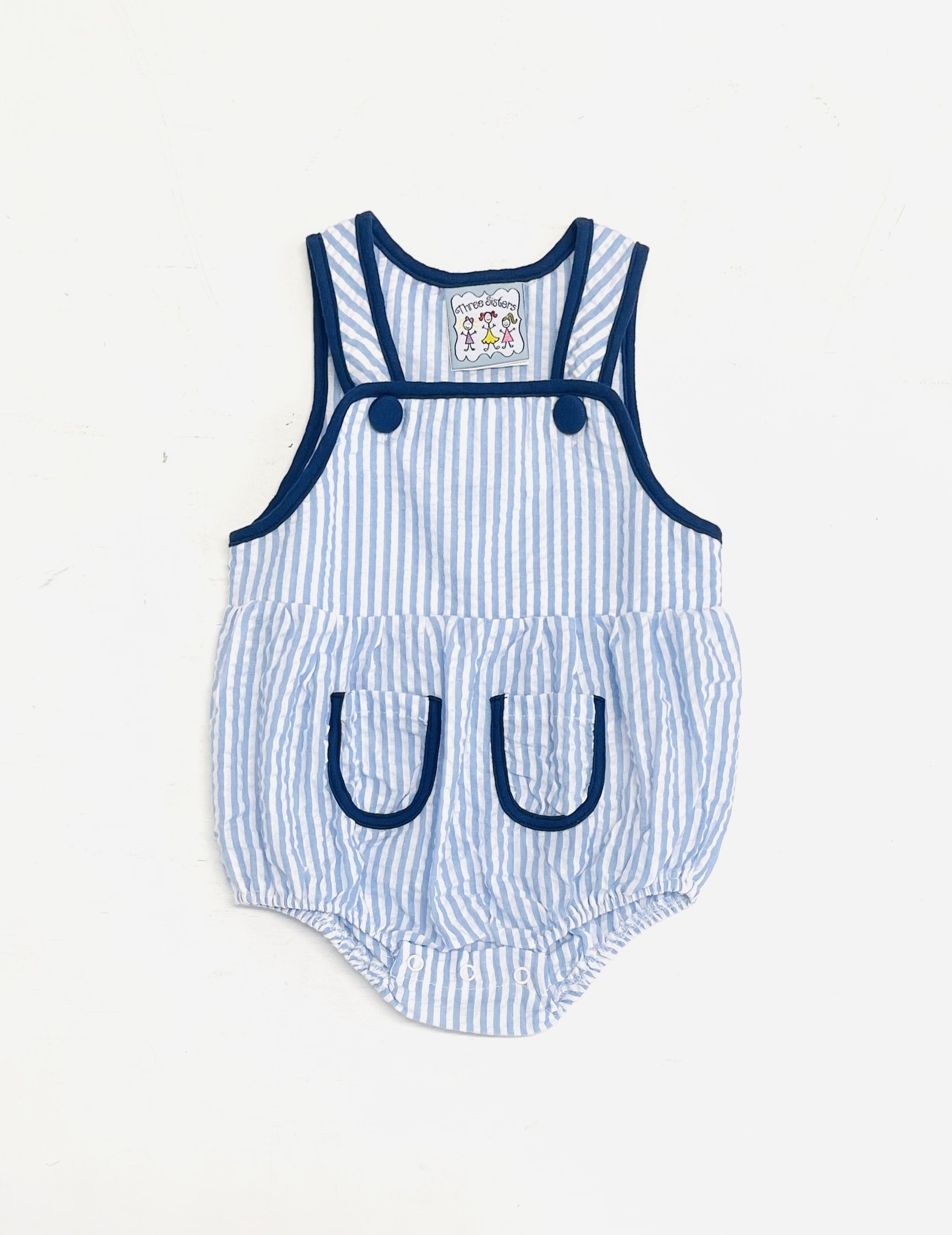 Three Sisters Blue/Navy Seersucker Bubble