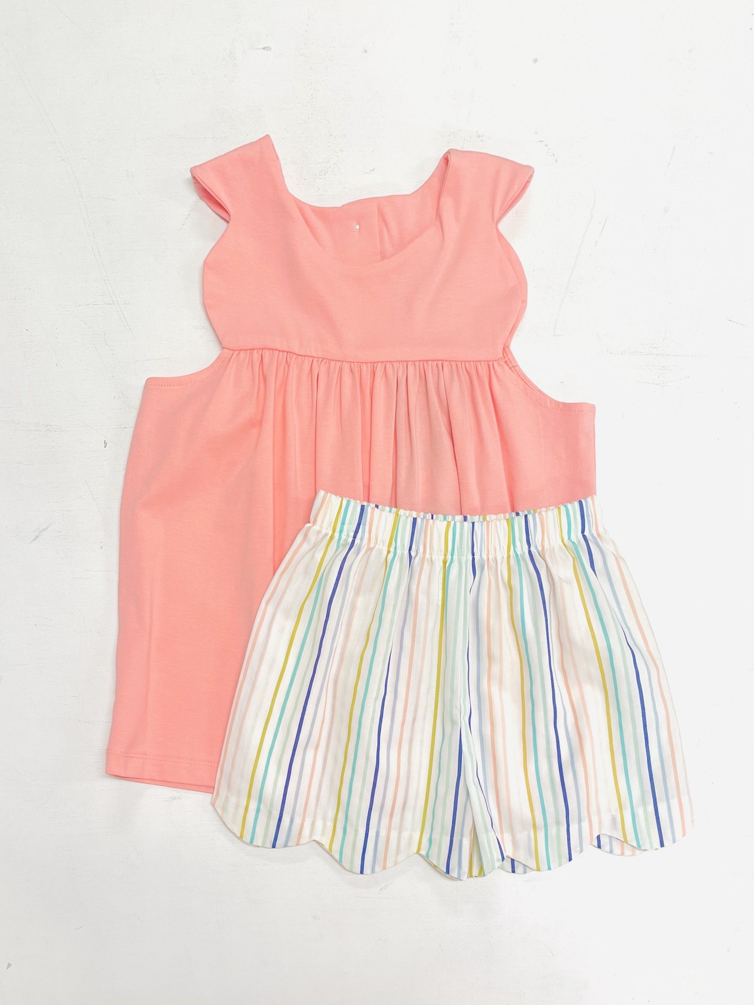 Sage and Lilly Scallop Top Stripe Short Set Sage and Lilly Scallop Top Stripe Short Set