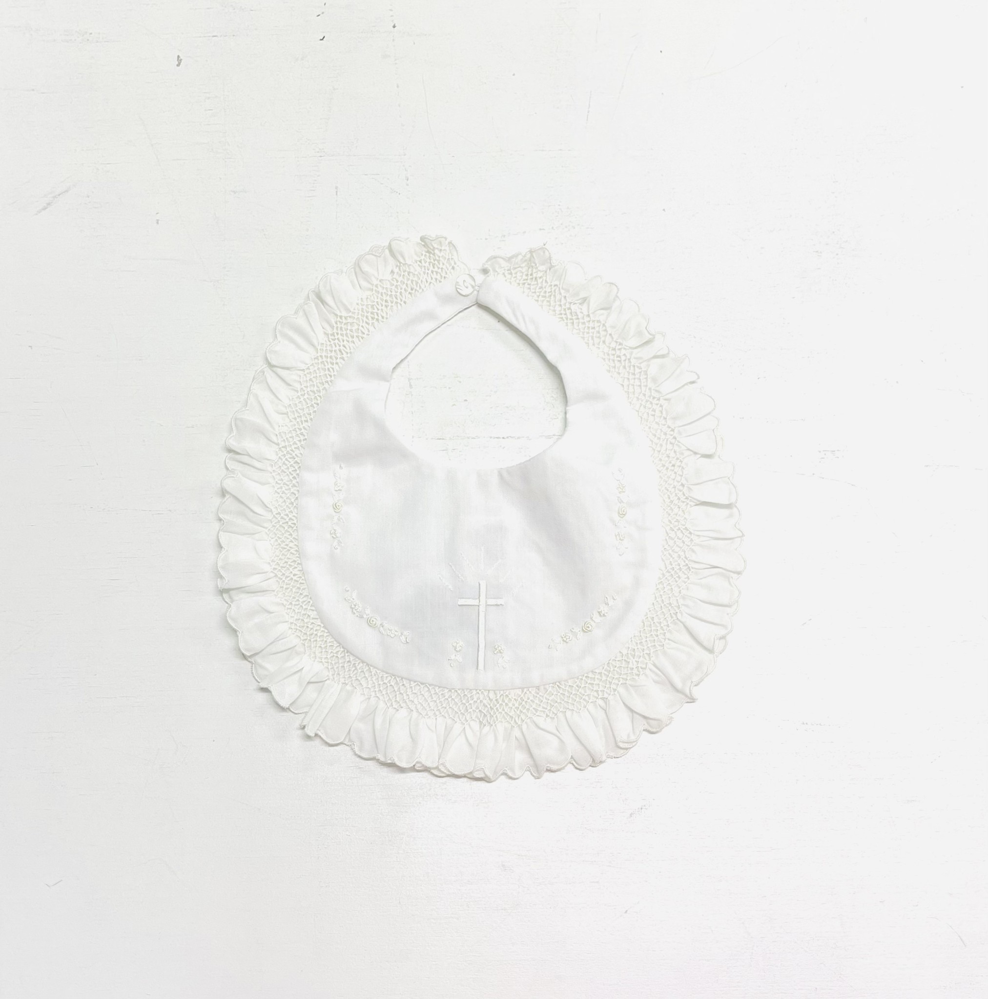 Sarah Louise Ruffle Baptism Bib