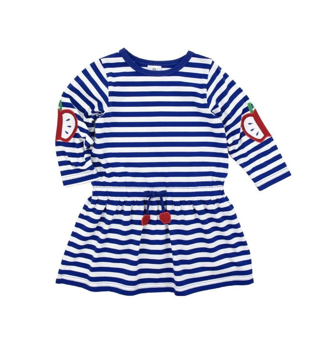 Florence Eiseman Royal Stripe Dress w Apples