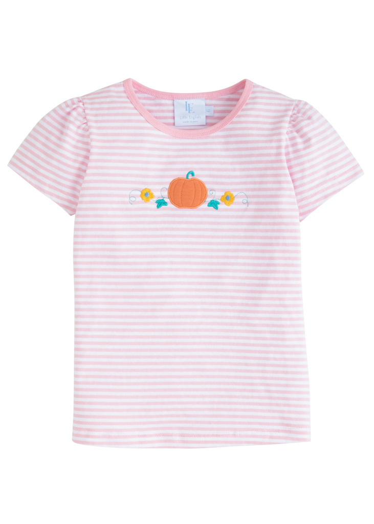 Little English Pink Pumpkin Embroidered T-Shirt