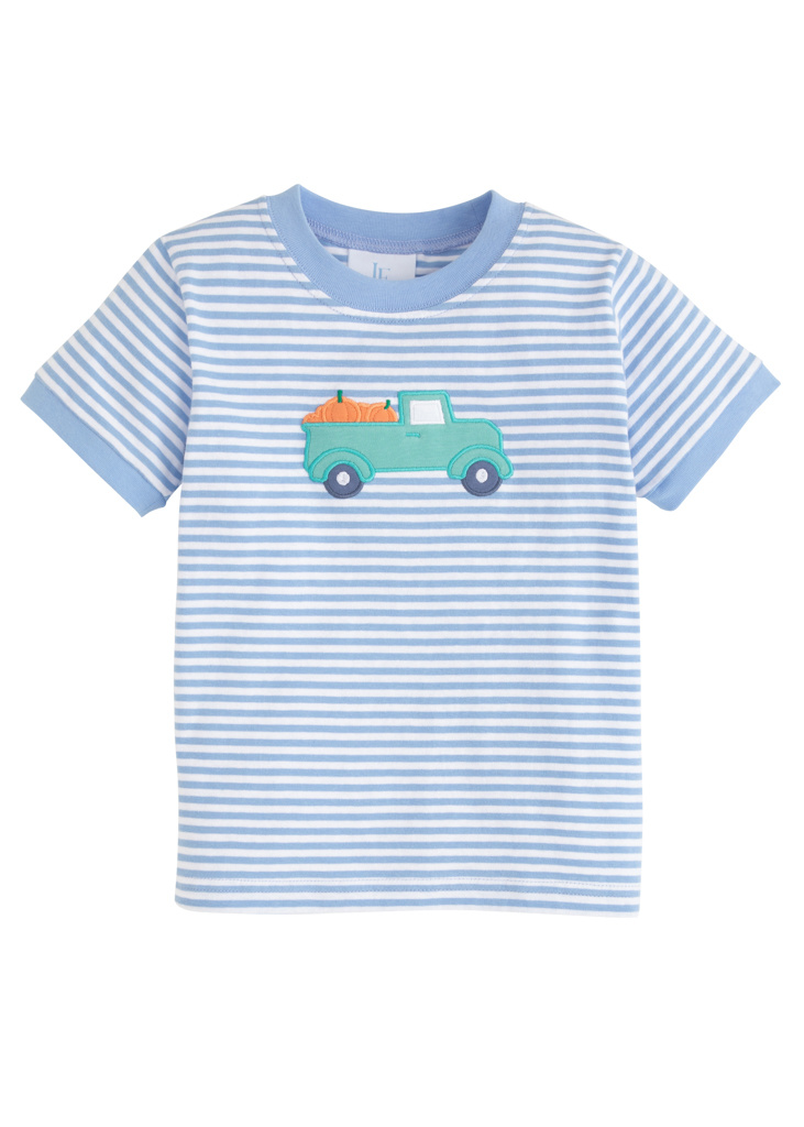 Little English Blue Pumpkin Applique T-Shirt