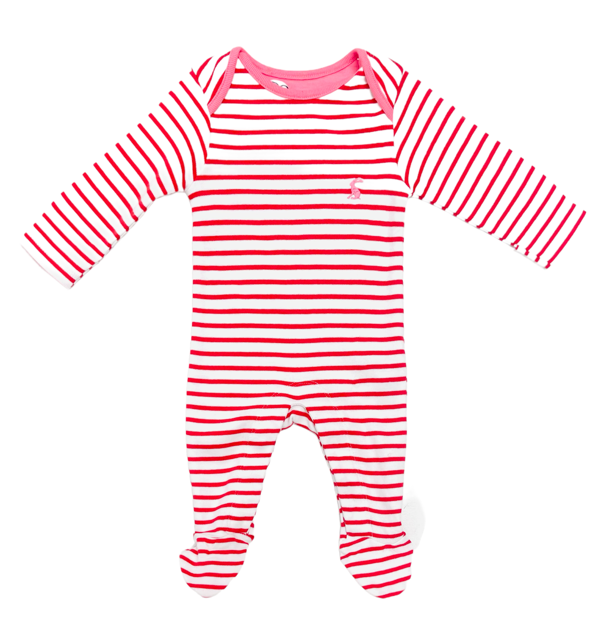 Joules Pink/Red Stripe Elmley Babygro