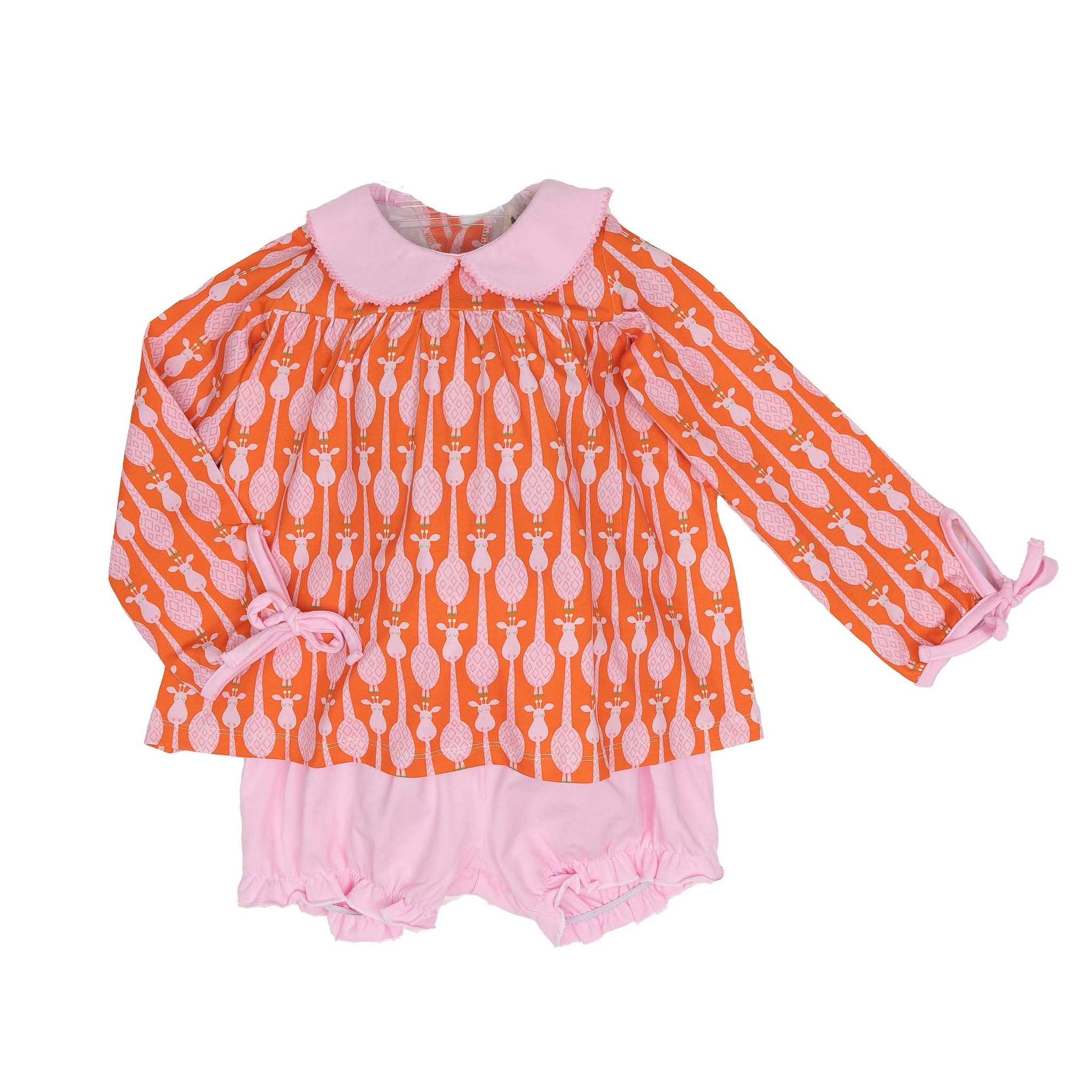 The Oaks Apparel Mary Charlotte Argyle Giraffe Bloomer Set