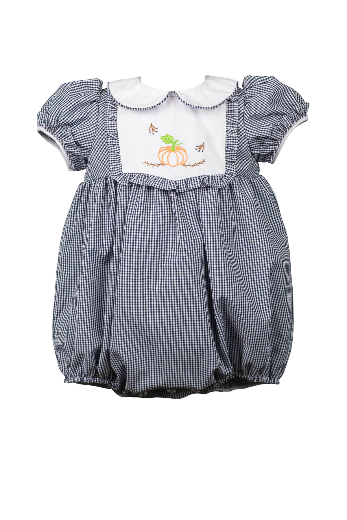 the proper peony Navy Gingham Paxton Pumpkin Bubble