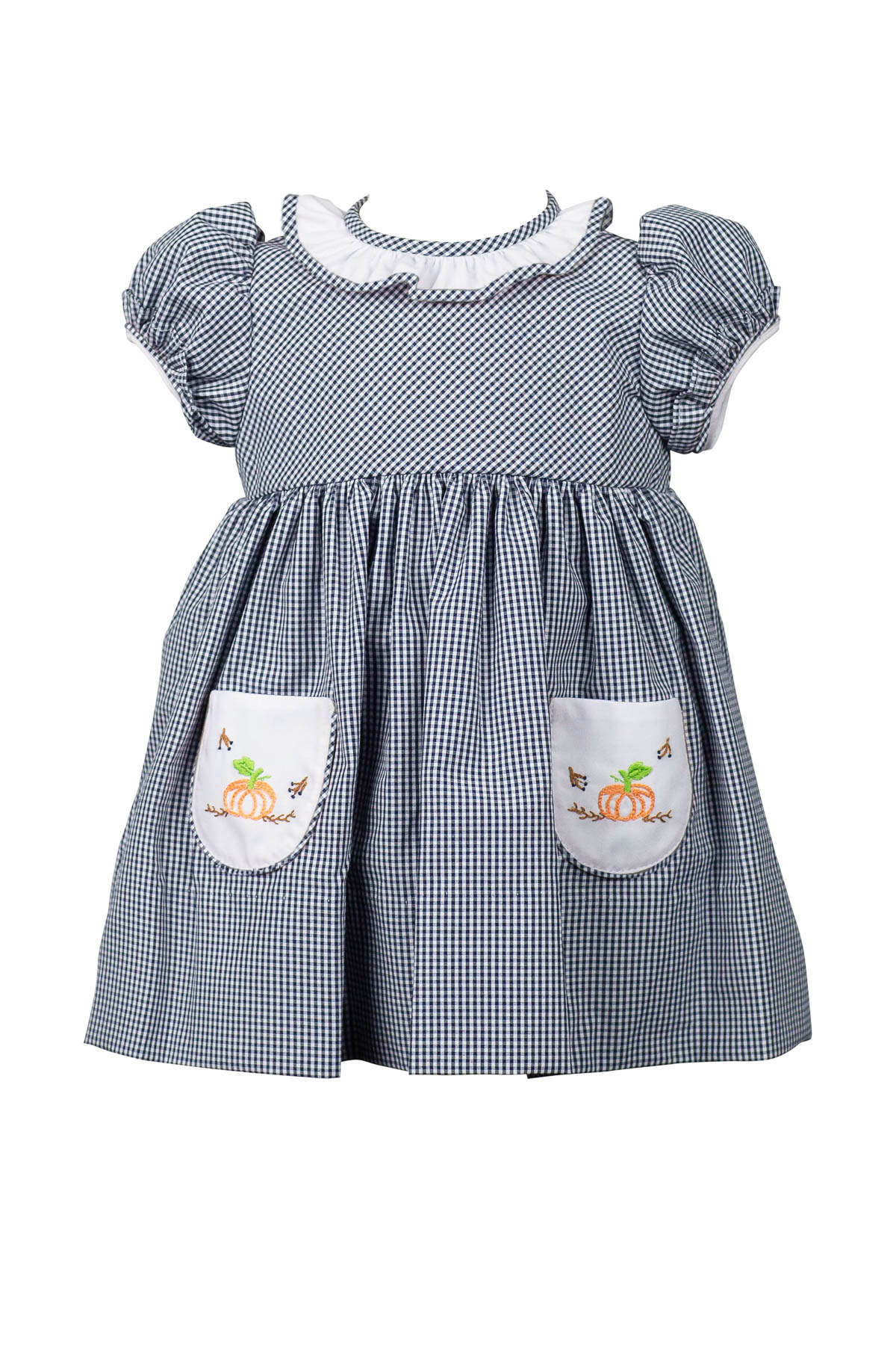 the proper peony Navy Gingham Paxton Pumpkin Dress
