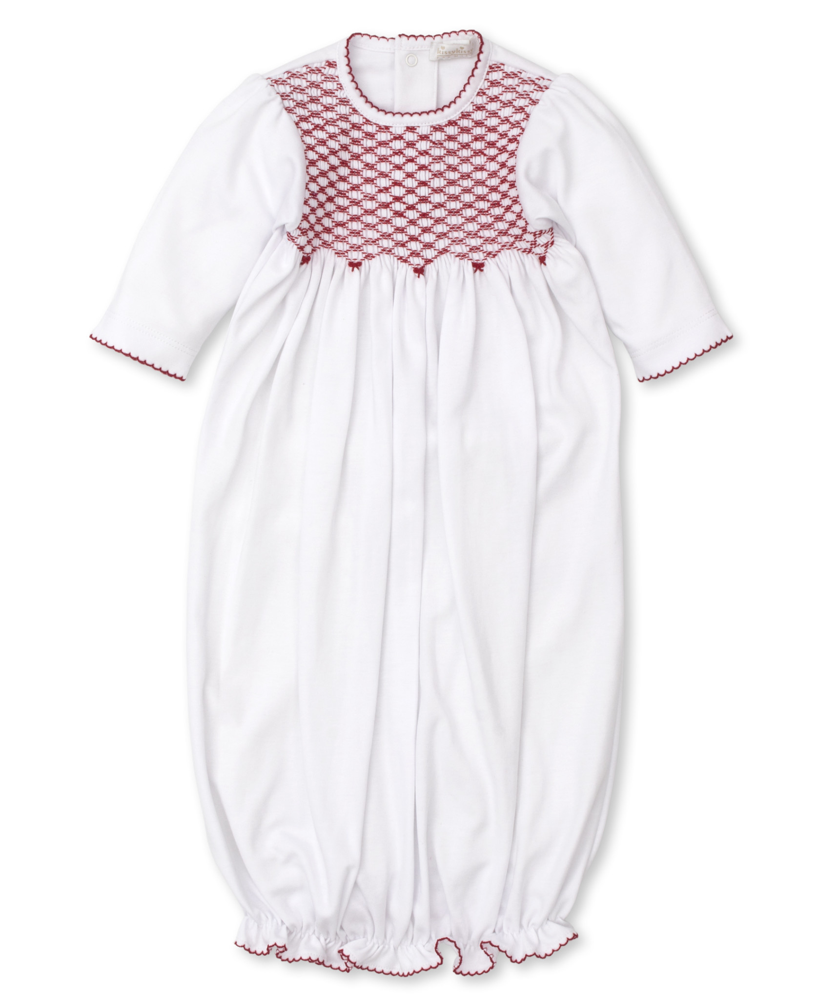 Kissy Kissy White w Red Hand Smocked Sack