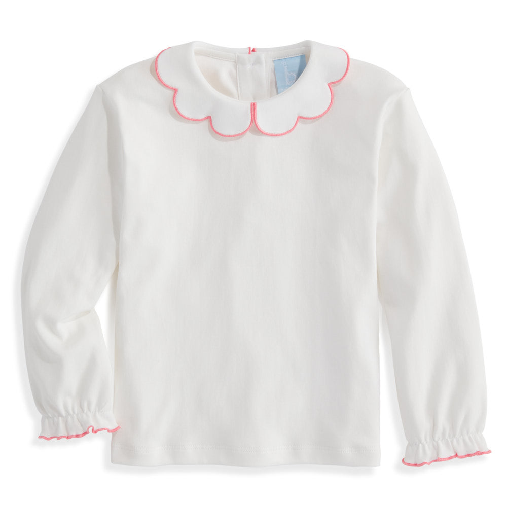bella bliss Ivory/Flamingo Pima Scallop Tee