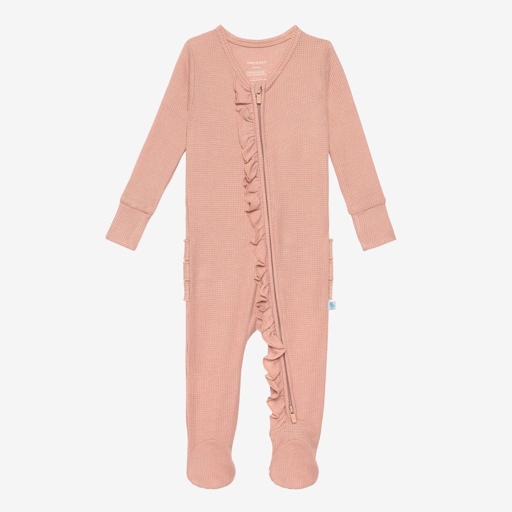Posh Peanut Fall Rose Waffle Zip Footie Posh Peanut Fall Rose Waffle Zip Footie