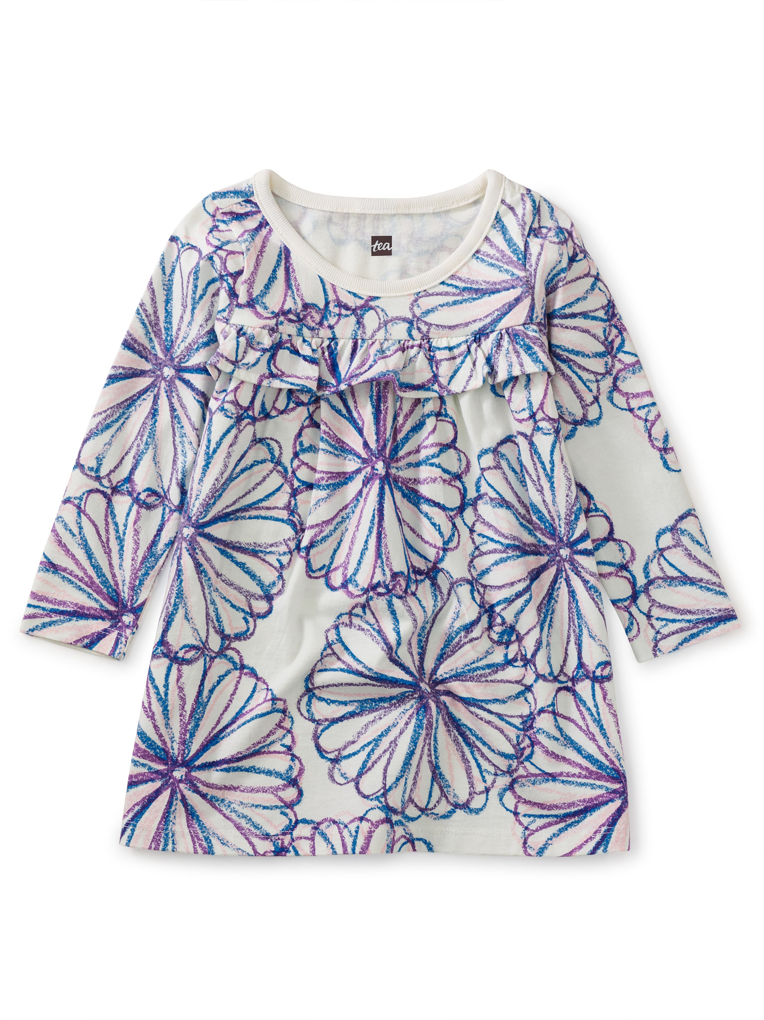 Tea Collection Crayon Chrysanthemum Ruffle Empire Dress