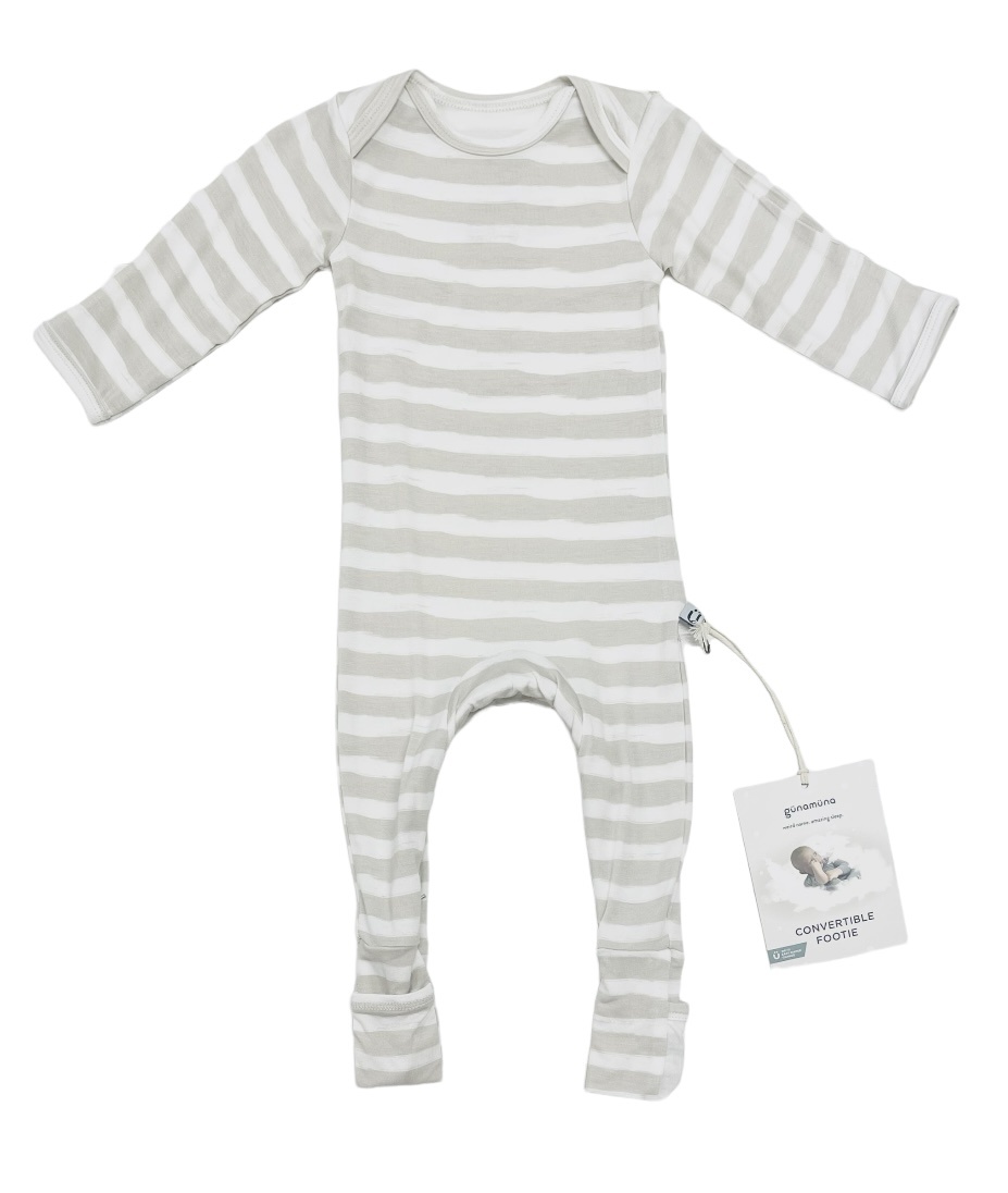 gunamuna Stripe Convertible Romper Footie