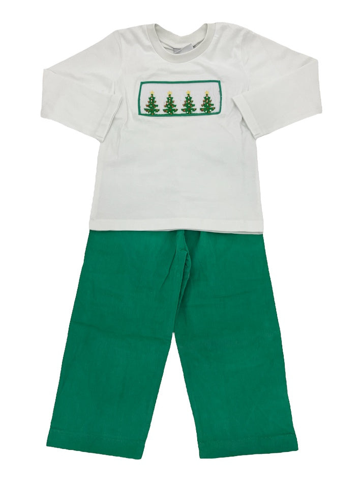 Delaney Smocked Christmas Tree Pant Set